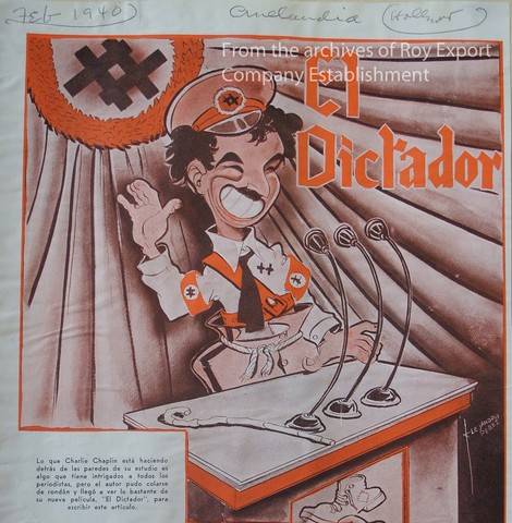 Spanish press clipping for The Great Dictator (1940) from the Chaplin archives