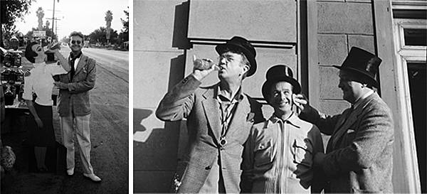 Photo on left: Karl Struss; Photo on right: L to R Karl Struss, Rollie Totheroh (cameramen on The Great Dictator) and Ed Voight (make up); Photos by Dan James