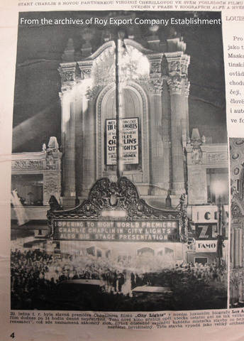 Press clipping, City Lights premiere at the Los Angeles Theatre