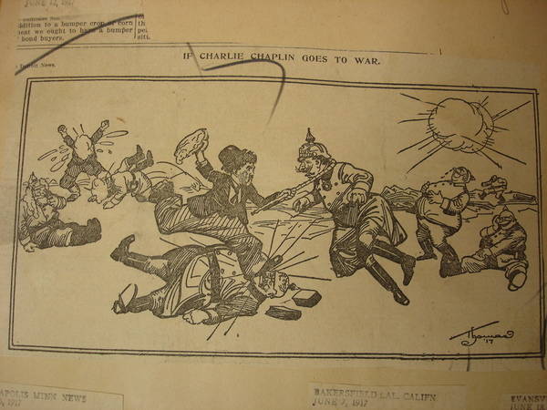 One of countless Chaplin cartoons in the press during World War I.